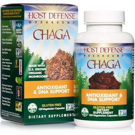 Host Defense, Chaga Capsules, Antioxidant and DNA Support, Daily Mushroom Supplement, Vegan, Organic, 120 Capsules (60 Servings)
