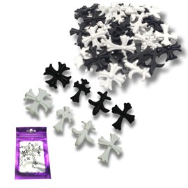 MiHarutsu Nail Parts Crucifix Black White Nail Parts 10 Set Gel Nail Parts Cross Punk Metal Parts 4 Types x 5 x 2 Colors 40 Pieces