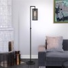 Pemberly Row 69.5" Adjustable Height Metal Floor Lamp in Blackened