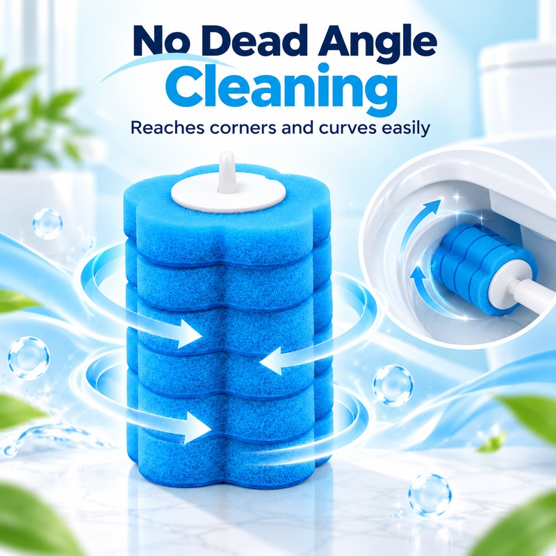 Disposable Toilet Brush Replacement Heads for Bathroom Cleaning – Foam