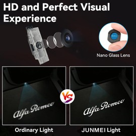 Door Lights Logo Projector Puddle Lights Ultra-Bright Welcome Step Light,Never Fade Puddle Lights Compatible with Alfa Romeo Giulia 952 Stelvio 949 Tonale Giulietta Accessories (White Letter)
