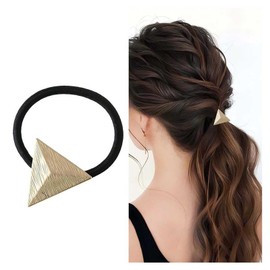 Xduargs Boho Triangle Elastics Hair Tie Gold Geometric Rubber Band Vintage Ponytail Holders Hair Band Elegant Decorative Hair Accessories for Women Headdress