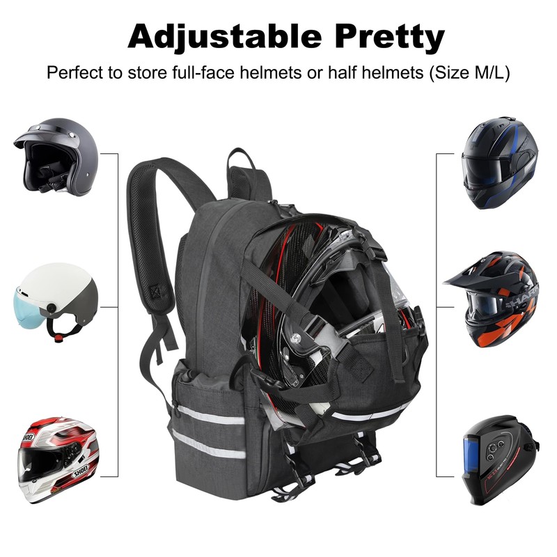 JLDTOP Motorcycle Helmet Backpack Waterproof Oxford Motorcycle Backpack with Helmet