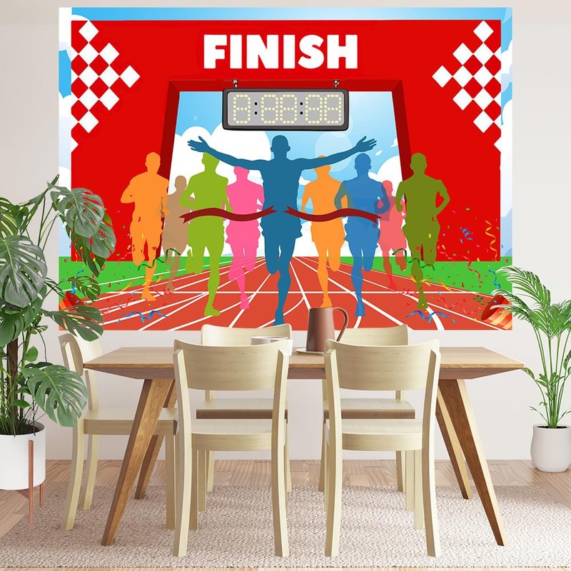 Marathon Party Backdrop 7x5ft Finishing The Marathon Personal Record Running