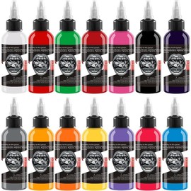 Tattoo Ink - Tattoo Ink Set- Colored Ink -Tattoo Supplies with Microblade Paint and UV Tattoo Ink - for Artistic Tattooing（14 Colors 30 ml）