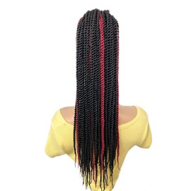 VAVANGA Senegalese Twist Braid Ponytail 20inch Long 2X Twist Braids Drawstring Ponytail Extension Hairpiece Bun Clip-in Braided Pony for Black Women(P1BBUG#, 20”)
