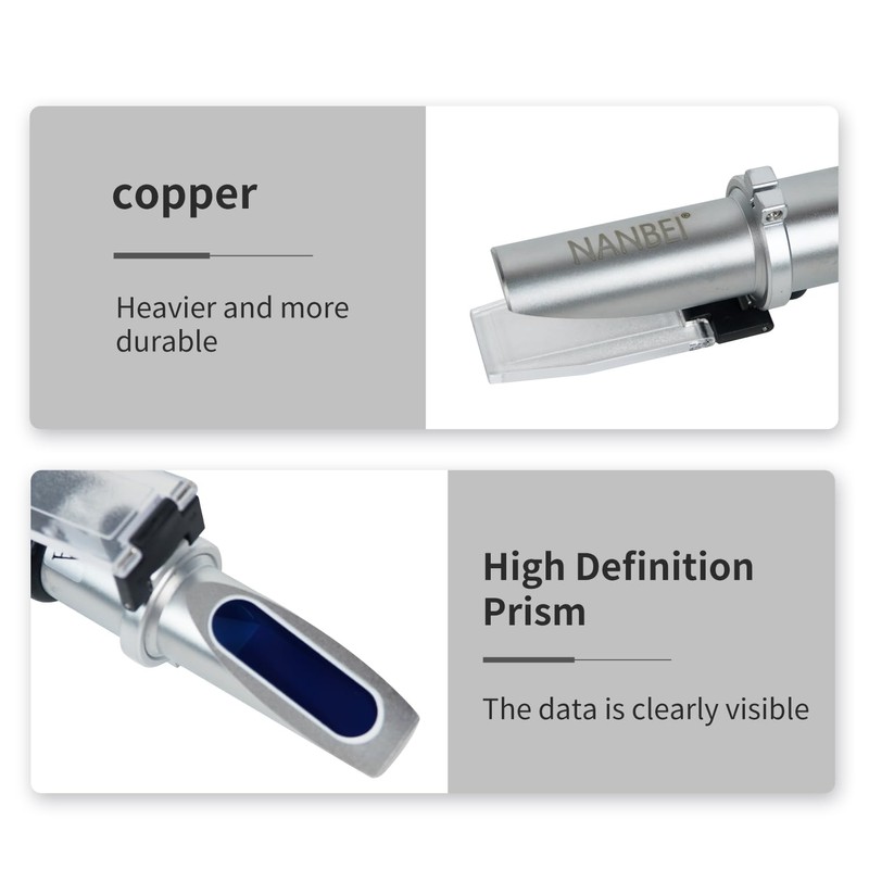 NANBEI 4-in-1 Antifreeze Coolant Refractometer,（Copper ）CNC Machine coolant Refractometer for