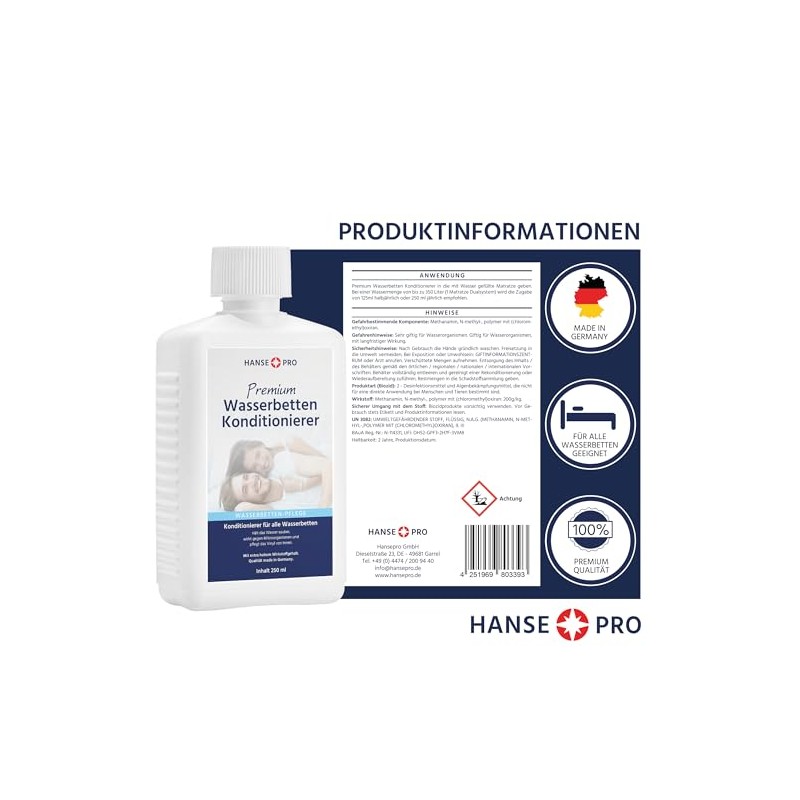 Hanse Pro Waterbed Conditioner - Premium Care for Waterbeds Against