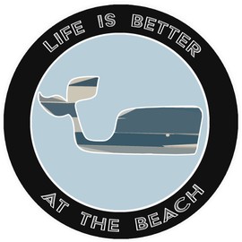 Athena Brands Blue Whale Life is Better at the Beach - Car Truck Window Bumper Sticker Decal - Black
