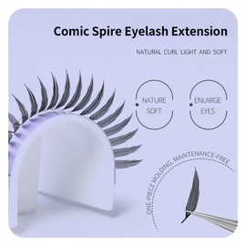 ANNAFRIS Comic Spire Eyelash Extension Premade Fans Lash Extensions Manga False Eyelashes Natural Soft Feather Shape Lashes(Comic Spire,0.07 D 8-15mm Mix)