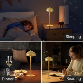 Moragin 2 Pack Gold Led Cordless Table Lamps Rechargeable,Cordless Touch Lamp Battery Operated-Waterproof-for Outdoor Patio/Restaurants/Home/Dinner