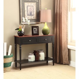 Convenience Concepts French Country Two Drawer Hall Table, Black