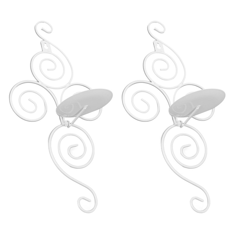 2 Sets Wall Candle Holder Foldable European Style Swirl Wrought