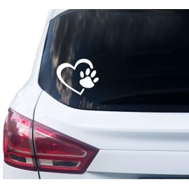 PrintAttack P069 | Dog Love Heart Paw Dog Sticker Dog Paw Cat Love Animal Paws (10 cm x 12 cm) | Sticker | Dog | Cat | Paw | Sticker for Car, Motorhome, Laptop (Black)