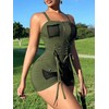 Women's Sexy V Neck Rompers Army Green Shorts Strapped Zipper