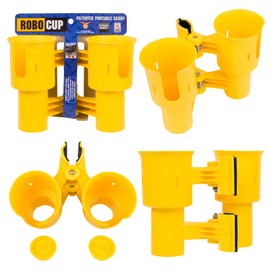 ROBOCUP, (Yellow), Best Cup Holder for Drinks, Fishing Rod/Pole, Boat, Beach Chair, Golf Cart, Wheelchair, Walker, Drum Sticks, Microphone Stand