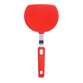 Silicone Pancake Spatula | Wide Beveled Edge Flipper with Stainless Steel Curved Handle | Heat Resistant Non-Stick Cooking
