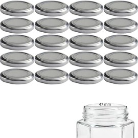 mikken 20 Lids, 58/6 cm for Jam Jars, Twist-Off Replacement Lids for Preserving Jars, Silver