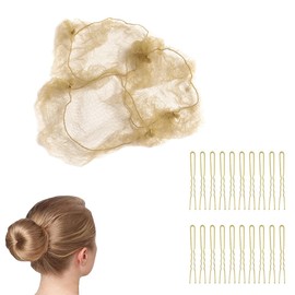 20pcs Invisible Hair Nets for Buns with 40pcs U Shape Pins Blonde Ballet Hairs Net Elastic Edge Mesh and 6cm Hair Bun Pins for Women Girls Ballet Bun Maker Dance