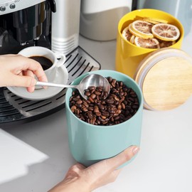 Sweejar Kitchen Canisters Ceramic Food Storage Jar, Stackable Containers with Airtight Seal Wooden Lid for Serving Coffee Bean, Flour, Tea, Cookies and More - 58 Fl Oz (Dark Turquoise)