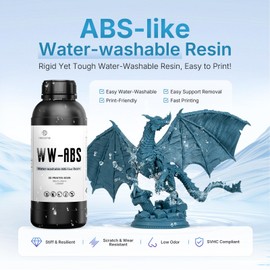 RESIONE WW-ABS Water Washable ABS-Like 3D Printer Resin, Low Odor UV Curing Resin with Matte Finish, Easy Support Removal, Tough & Scratch Resistant for Miniatures, Prototypes and Articulated Figures