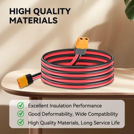 YIBEICO 12AWG XT60 Charge Extension Cable 25FT to XT60 Adapter Cable with Male to Female Connector for RC Battery Portable Power Station Solar Panel (25FT)