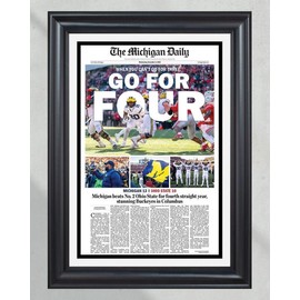 2024 Michigan Wolverines Upsets Ohio State “Go For Four” Michigan Daily Framed Newspaper - Color: Poster, size: 24x36 inch (60cm x 91cm)