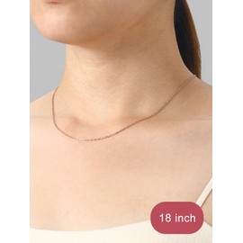 FOCALOOK Rose Gold Stainless Steel Necklace 1.4mm 16 Inch Round Rolo Cable Chain Trendy Jewelry Gift for Women