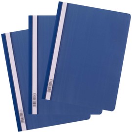 D.RECT Pack of 25 A4 plastic file folders with transparent front cover, plastic file folder made of polypropylene film, dark blue