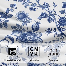 Imiss Blue Flowers Hand Towels 14.4 x 28.3 Inch Set of 2 Blue White Decorative Vintage Floral Bathroom Towels Soft Absorbent Microfiber Tea Towel Dish Towel for Sport,Yoga,Gym,Spa