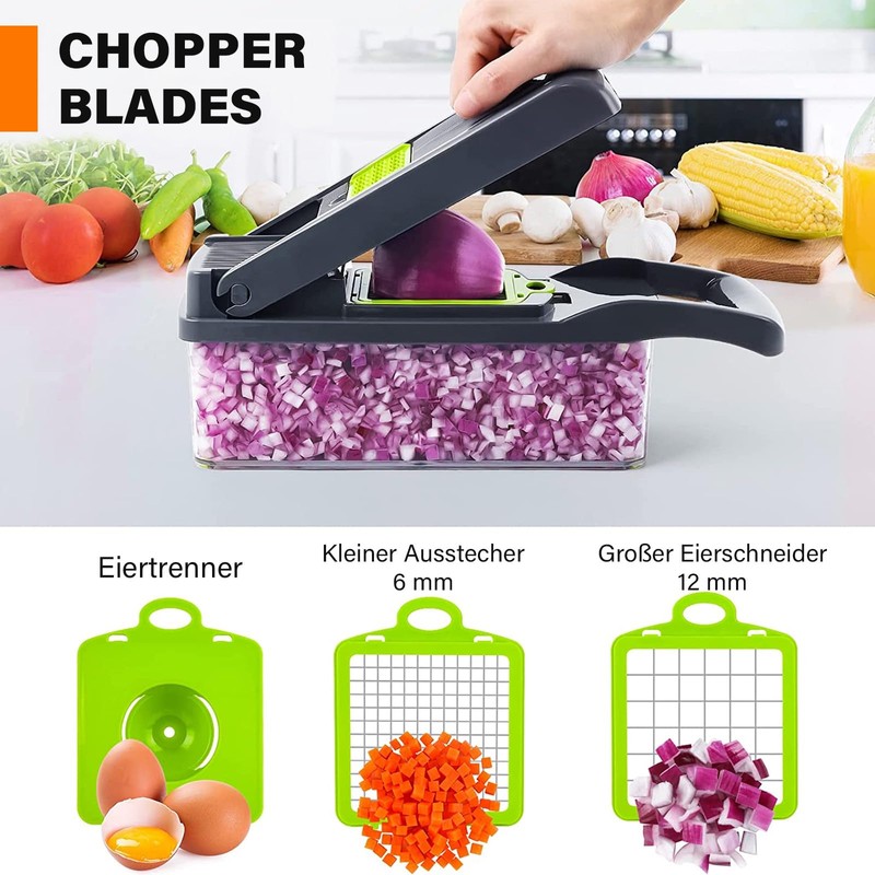 Etievort 16-in-1 Vegetable Cutter, Mandolin Slicer Dicer with 7 Interchangeable