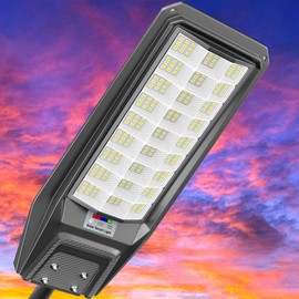 Solar Street Lights Outdoor 8000W, Commercial Solar Street Light for Outside 480000 Lumens,Parking Lot Lights, Dusk to Dawn LED Security Flood Light Motion Sensor with Remote Control
