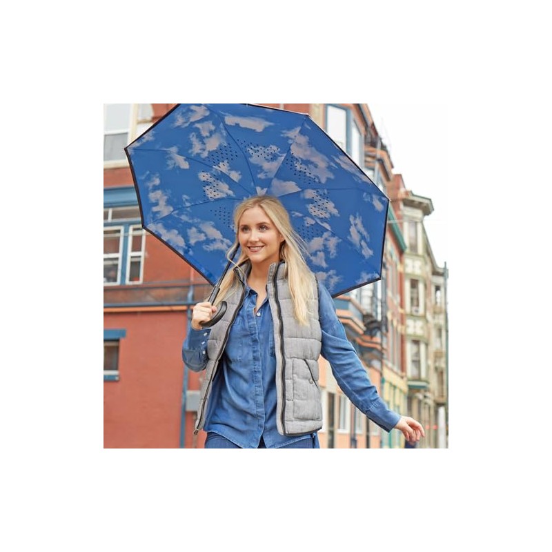 Totes InBrella - Reverse Close Umbrella with Invisible Water Repellent