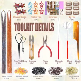 CelineBella Hair Tinsel Extensions, Grey and Copper Gold Color,4 Pcs Each, Sparkle Hair Strands,Colorful Glitter Tinsel Hair Highlights for Women Girls(Boxed)