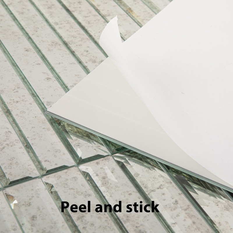 Lovdeco Peel and Stick Antique Mirror Strip Tile, 1.2 x