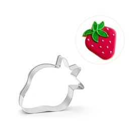 YAFIYGI Strawberry Cookie Cutter Fruit Cookie Cutters Set Stainless Steel Shapes Ideal Strawberry Fondant Biscuit Cutter for Summer Spring Birthday Party Mothers Day Strawberry Lover(3 Inch)