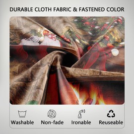 Humkat 10x8ft Christmas Fireplace Backdrop Christmas Photography Background Tree Sock Gift Decoration Banner for Xmas Party Photoshoot Indoor Decor Photo Booth Props Reusable and Washable