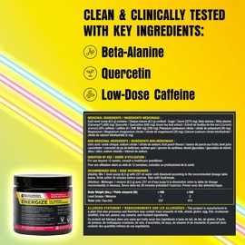 BODi BODi Energize Pre Workout Powder - Beta-Alanine, Quercetin & Low-Dose Caffeine Formula for Enhanced Energy & Focus, Increase Energy & Endurance Supplement, Fruit Punch, 40 Servings
