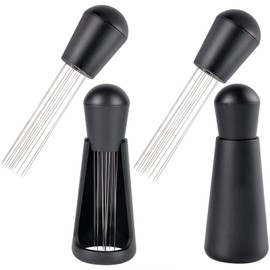 ChezMax Espresso Coffee Stirrer, 2 PCS WDT Distribution Tool, 12 Stainless Steel Needles Coffee Stirring with Stand and Handle for Professional Barista,Mini Hand Powder Tamper