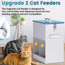 KHEARPSL Automatic Cat Feeder for 2 Cat, 42cups/10L Automatic Pet Feeder for Dogs and Cats, Multiple Cat Feeder Outdoor Large Capacity Galvanized Steel Gravity Pet Cat Dog Dry Food Dispenser (10L)