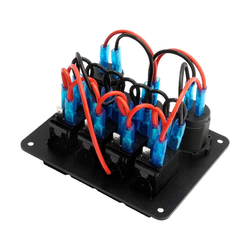 Vkinman 4 Gang Rocker Switch Panel with Dual USB Charger,