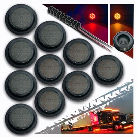 AatSol 2.5-inch Round Led Trailer Lights Smoked Lens Marker Light Kits w/Plugs & Grommets Waterproof 13 Diodes Tail Lighting for 12V Trucks Boat Submersible(Pack of 10, 5Amber 5Red)
