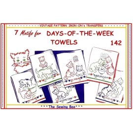 THE SEWING BEE 142 Cats - Kittens embroidery iron-on Tea Towels transfers DOW