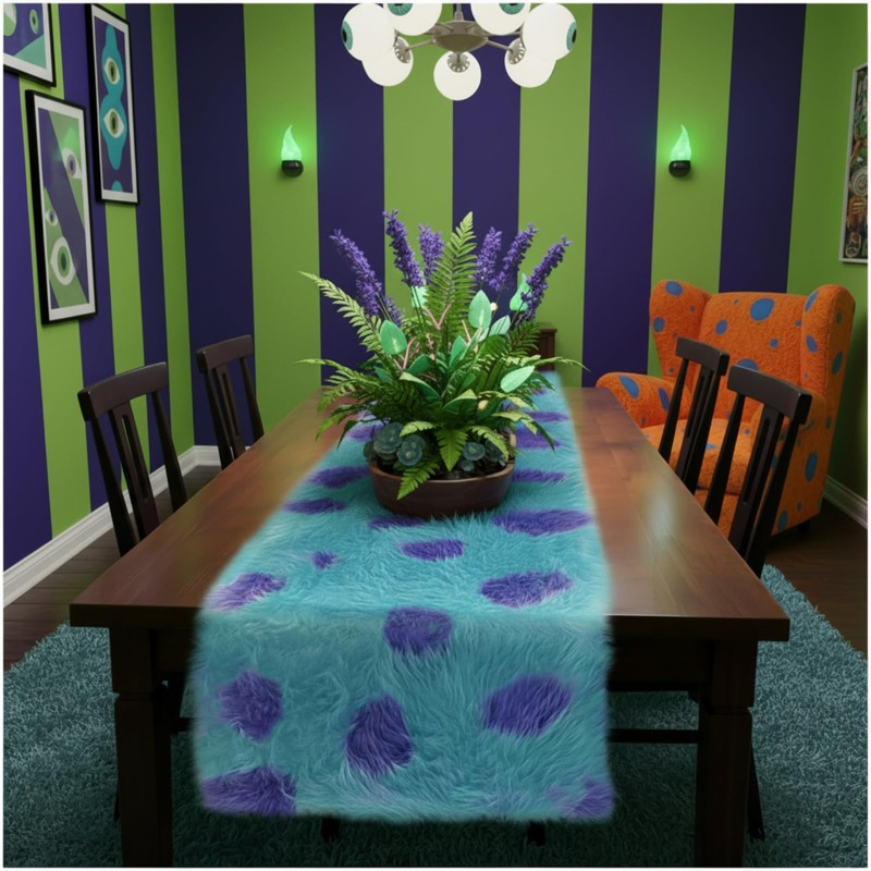 1 Pcs Monster Party Table Runner Furry Monster Design Runner