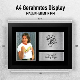 HWC Trading FR A4 Rowdy Roddy Piper Gifts Printed Autograph For WWE & WWF Fan Merchandise Fans - A4 Framed