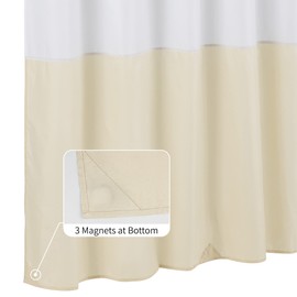ALYVIA SPRING Waterproof Fabric Shower Curtain, Soft and Lightweight Fabric, Shower Liner, 3 Magnets Bottom, Hotel Quality and Machine Washable, Standard Size 72 x 72, White and Cream