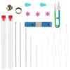45Pcs Beading Needles Set, 20Pcs Long Straight Beading Thread Needles, 25 Pcs Big Eye Beading Needles with Needle Bottle, Yarn Scissors,Thimble, Needle Threader for Bracelets and Jewelry Making