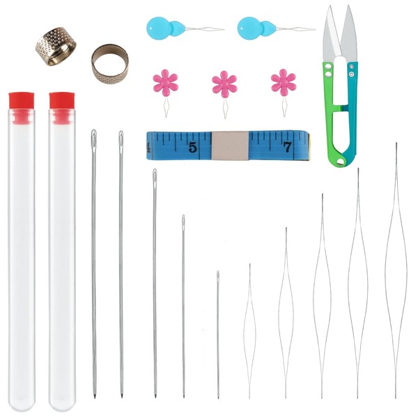 45Pcs Beading Needles Set, 20Pcs Long Straight Beading Thread Needles,
