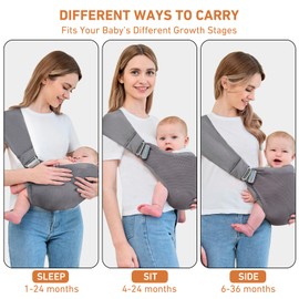 Ocanoiy Baby Sling Carrier, Baby Carrier Newborn to Toddler, Mesh Toddler Carrier, Lightweight Breathable Summer Baby Wraps Carrier, Baby Carriers One Size Fits All (Dark Grey)