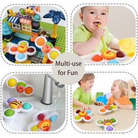 JACKEYLOVE Suction Cup Spinner Toys for Baby Toddler, Suction Baby Toys 6-12 Months, Fidget Spinner Toys for 1 2 Year Old Boys Girls(3 Pack)…
